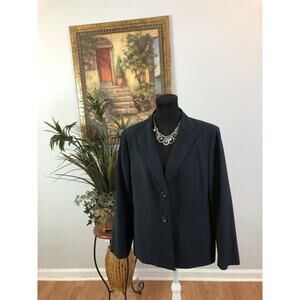 Evan-Picone Women Jacket 18 Black Long Sleeve Collar Napel Notch Lined 2 Buttons